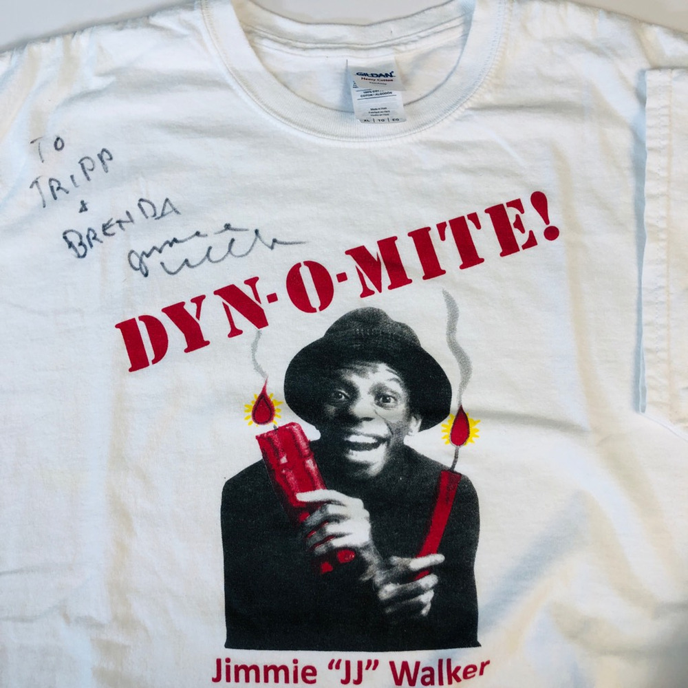 Jimmie Walker Dyn-O-Mite Gildan Mens Graphic T-Shirt White Autographed Cotton XL